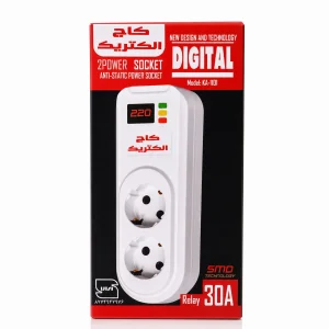 محافظ برق دیواری لوازم خانگی 30 آمپر 2 خانه دیجیتالی کاج الکتریک